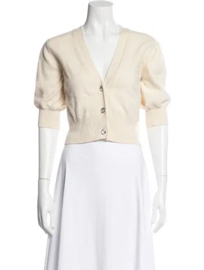 Pre-owned Sandro Wool V-neck Sweater In White