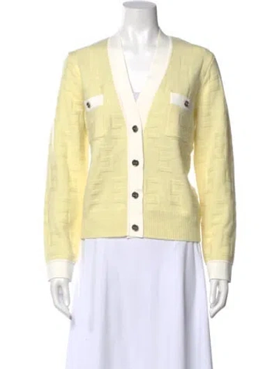 Pre-owned Sandro Wool V-neck Sweater In Yellow