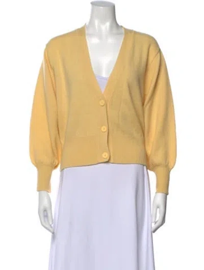 Pre-owned Sandro Wool V-neck Sweater In Yellow