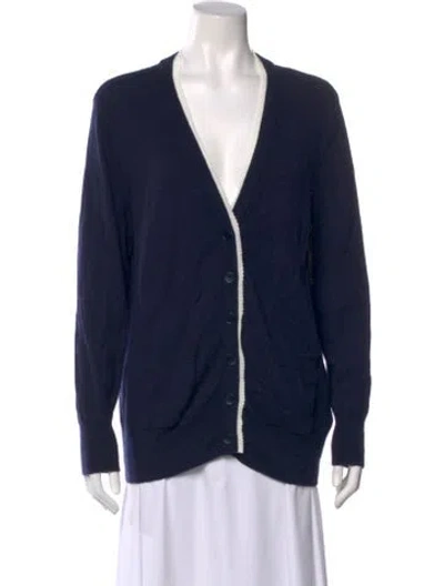 Pre-owned Sandro Wool V-neck Top In Blue