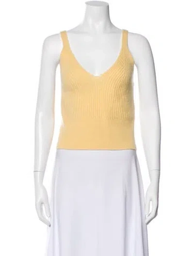 Pre-owned Sandro Wool V-neck Top In Yellow