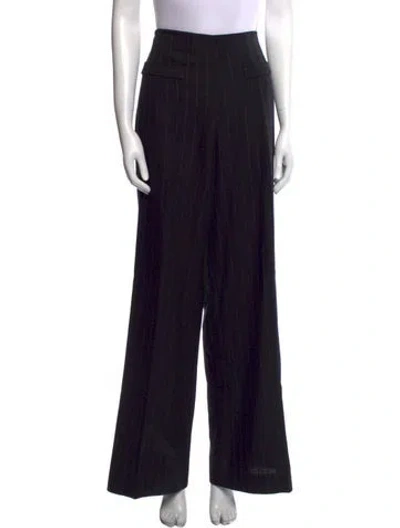 Pre-owned Sandro Wool Wide Leg Pants In Black