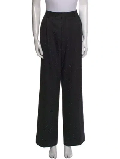 Pre-owned Sandro Wool Wide Leg Pants In Black