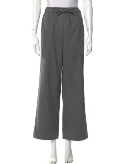 Pre-owned Sandro Wool Wide Leg Pants In Gray