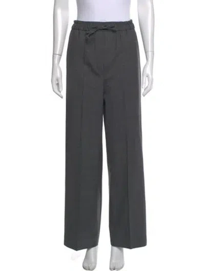 Pre-owned Sandro Wool Wide Leg Pants In Gray