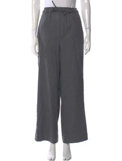 Pre-owned Sandro Wool Wide Leg Pants In Gray