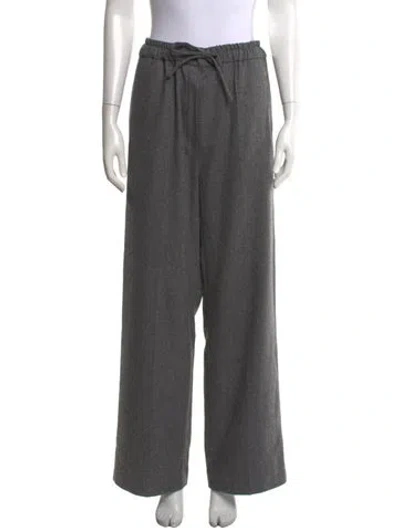Pre-owned Sandro Wool Wide Leg Pants In Gray