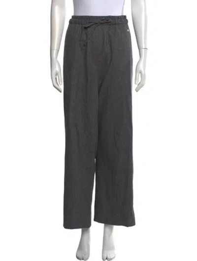 Pre-owned Sandro Wool Wide Leg Pants In Gray
