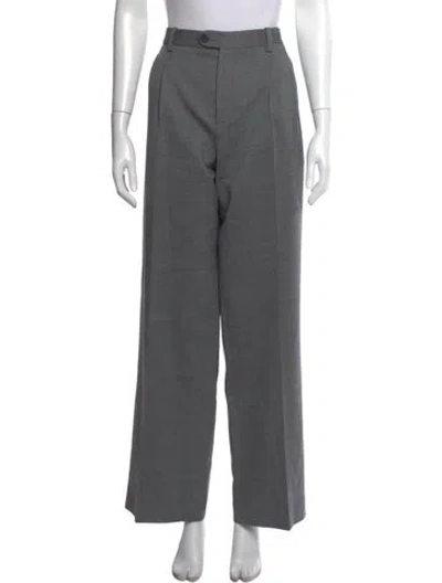 Pre-owned Sandro Wool Wide Leg Pants In Grey