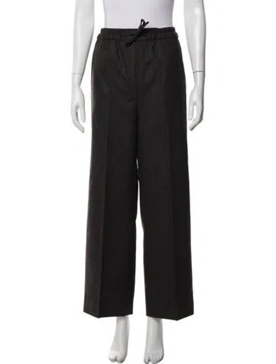 Pre-owned Sandro Wool Wide Leg Pants In Grey