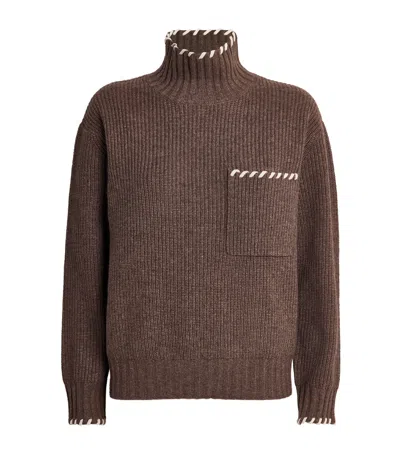 Sandro Wool-yak High-neck Sweater In Brown