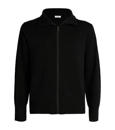 Sandro Wool Zip-up Cardigan In Black
