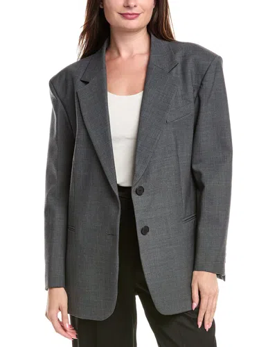 Sandro Wool-blend Blazer In Grey