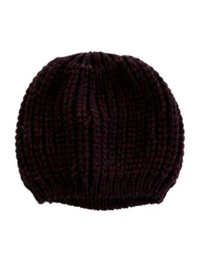Pre-owned Sandro Woven Beanie Hat In Burgundy