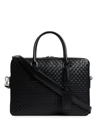 Sandro Woven Leather Briefcase In Black