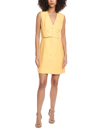 Sandro Woven Linen-blend Dress In Orange