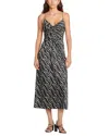 Sandro Ruched Printed Twill Midi Slip Dress