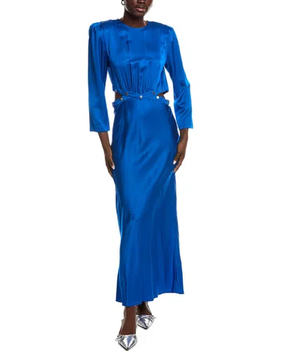 Sandro Woven Maxi Dress In Blue