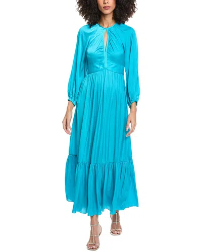 Sandro Woven Maxi Dress In Blue