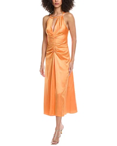 Sandro Woven Maxi Dress In Orange