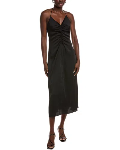 Sandro Woven Midi Dress In Black