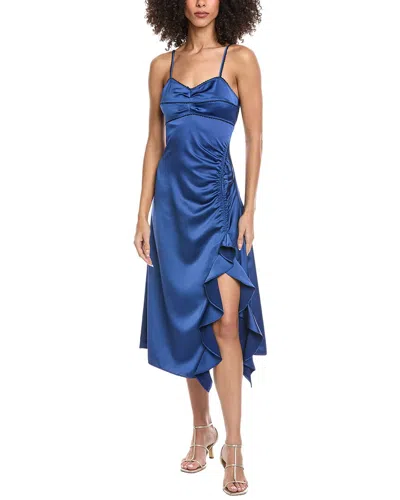 Sandro Woven Midi Dress In Blue
