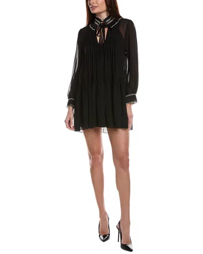 Sandro Woven Mini Dress In Black