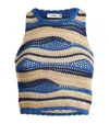 Sandro Metallic Open-knit Crop Top In Blue