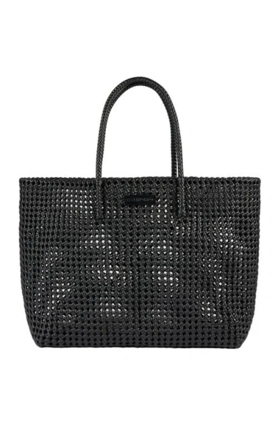 Sandro Woven Tote Bag With Patch In Black