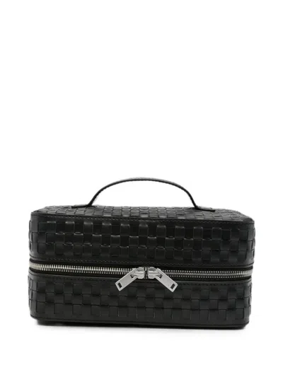 Sandro Woven-effect Top-handle Wash Bag In Black