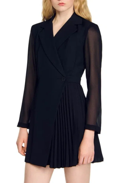Sandro Wraparound Dress In Black