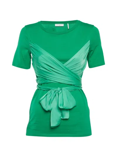 Pre-owned Sandro Wrapped Waist-tie Top In Green