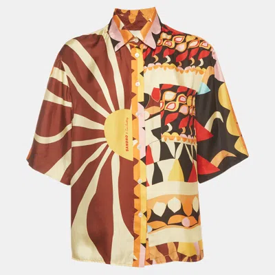 Pre-owned Sandro X Louis Barthélemy Multicolor Abena Print Silk Shirt M