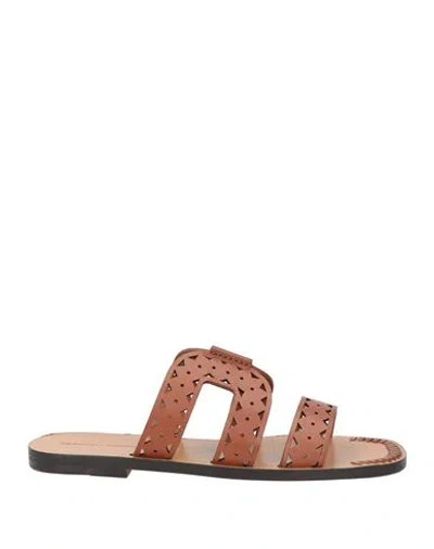 Sandro X Louis Barthélemy Woman Sandals Brown Size 6.5 Leather