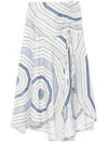 Sandro X Louise Bourgeois Geometric-print Skirt In White