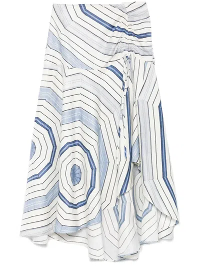 Sandro X Louise Bourgeois Geometric-print Skirt In Sky Blue