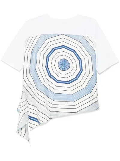 Sandro X Louise Bourgeois Geometric-print T-shirt In Sky Blue