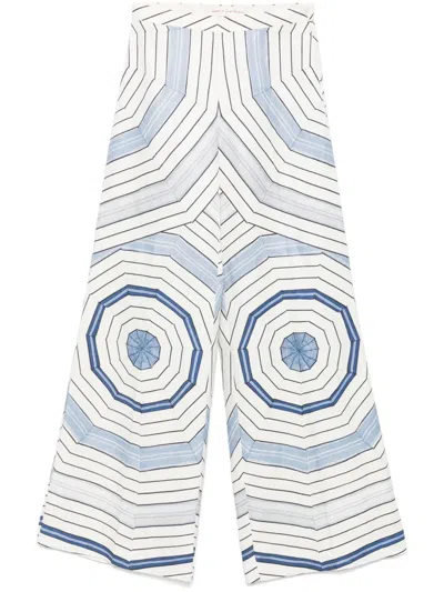 Sandro Geometric-print Trousers In White