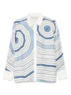 Sandro Womens Bleus Spiral-motif Long-sleeve Silk Shirt In Blue
