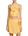 Sandro X Louise Bourgeois Ruffled Crop Top In Straw