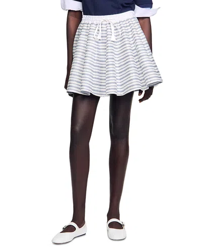 Sandro X Louise Bourgeois Spiral Print Skater Skirt - Exclusive In Blue/white