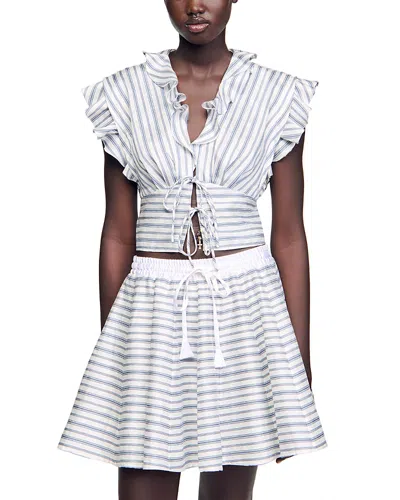 Sandro X Louise Bourgeois Striped Crop Top - Exclusive In Blue/white