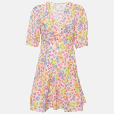 Sandro X Smiley Multicolour Floral Print Linen Blend Mini Dress
