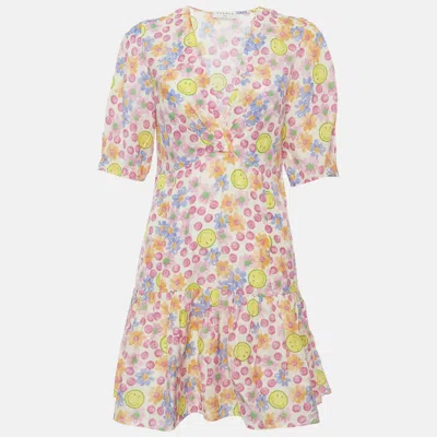 Pre-owned Sandro X Smiley Multicolour Floral Print Linen Blend Mini Dress S