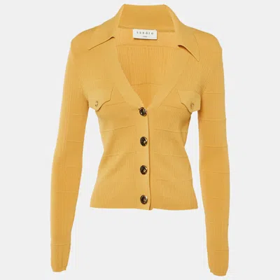 Sandro Yellow Knit Polo Neck Cardigan