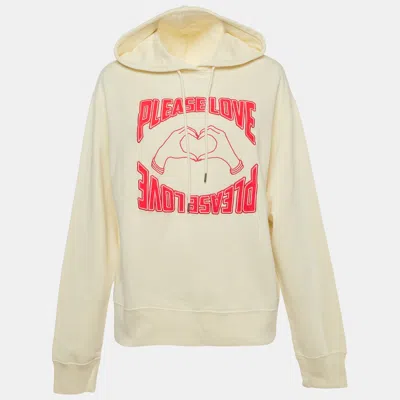 Pre-owned Sandro Yellow Please Love Applique Cotton Knit Hoodie M