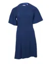Sandro Yoko Fluted Crepe Dress In Blue Acetate In Blue
