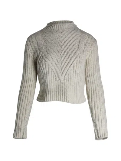 Pre-owned Sandro Zalina Cable-knit Sweater In White