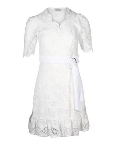 Sandro Zany Gathered Broderie Anglaise Mini Wrap Dress In White Polyester