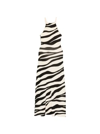 Sandro Zebra-print Knitted Maxi Dress In Multi